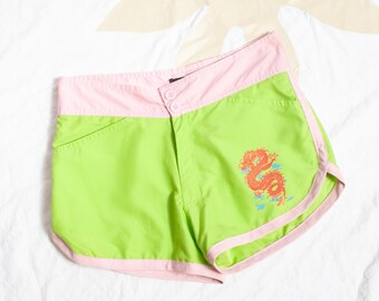 Vintage Y2K Dragon Micro Shorts - 2000s Dopamine Alt Clothing Rave Festival Outfit - Size S