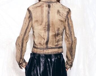 Buy Vintage Y2K Leather Jacket in Brown Racer Style 2000s Hand