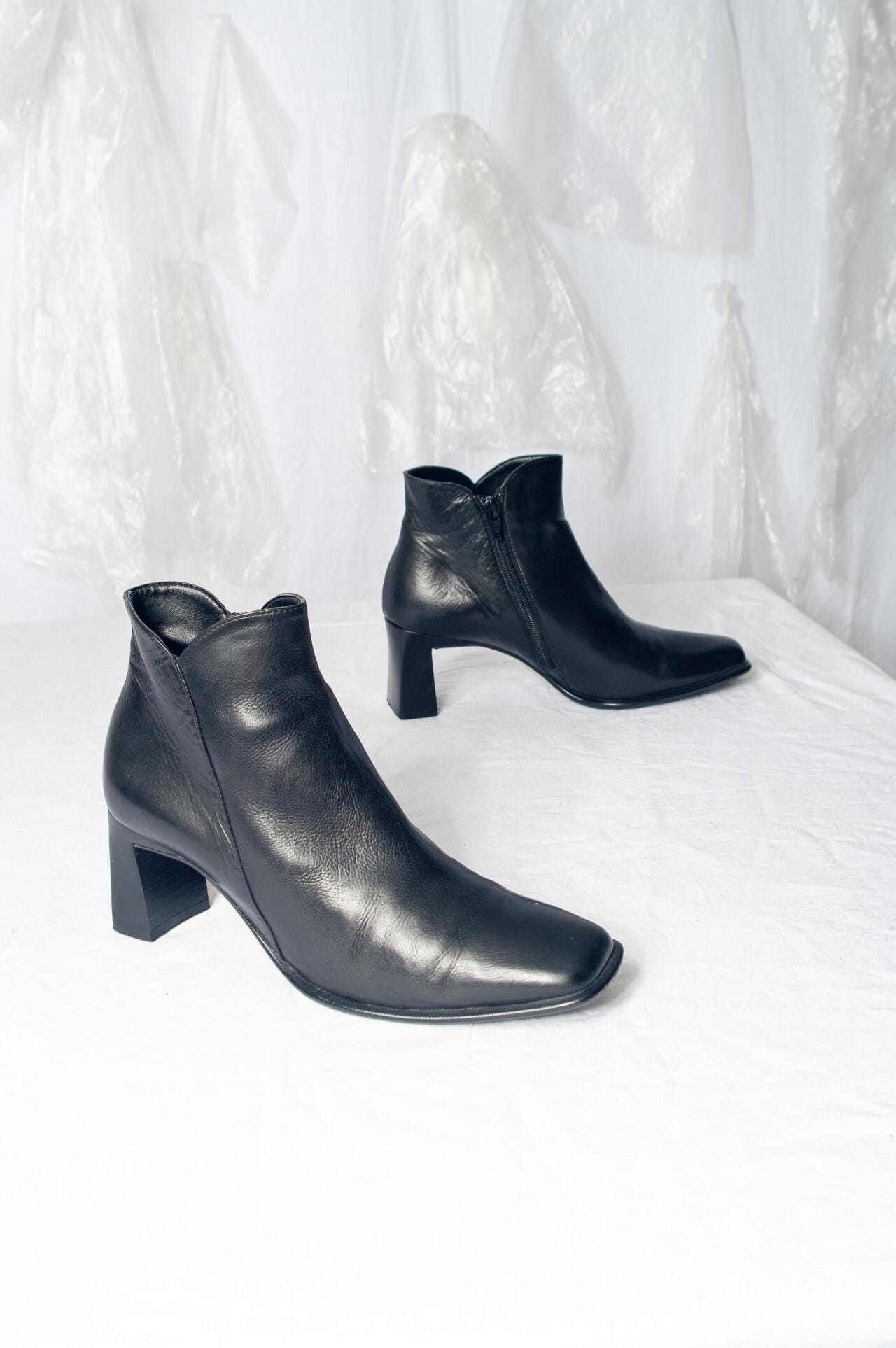 Enzo Angiolini Black Leather Chukka Boots with Metallic Toe Trim Enzo Angiolini Square Toe Boots for Women for sale | eBay main image 3