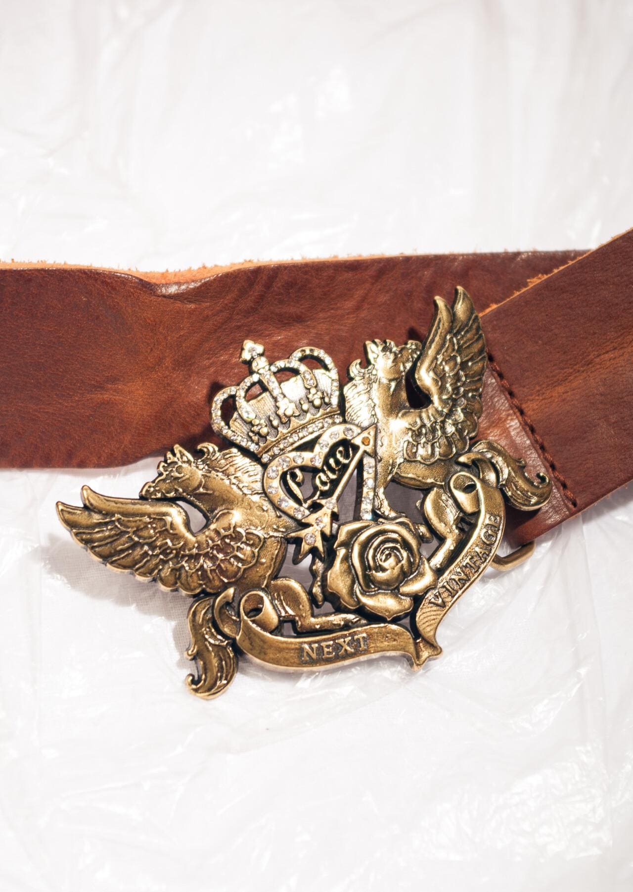 90s y2k W&LT leather patch belt パクパク Y2K Women Star Buckle Single Row Rivet Vintage Belt Fashion