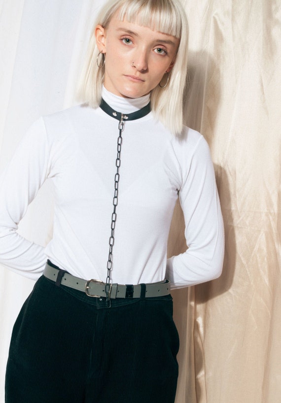 Reworked leather harness 80s vintage black body ch