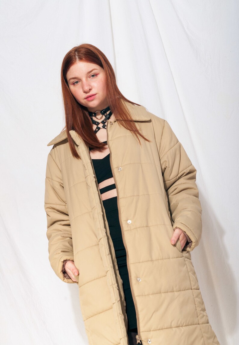 long beige puffer