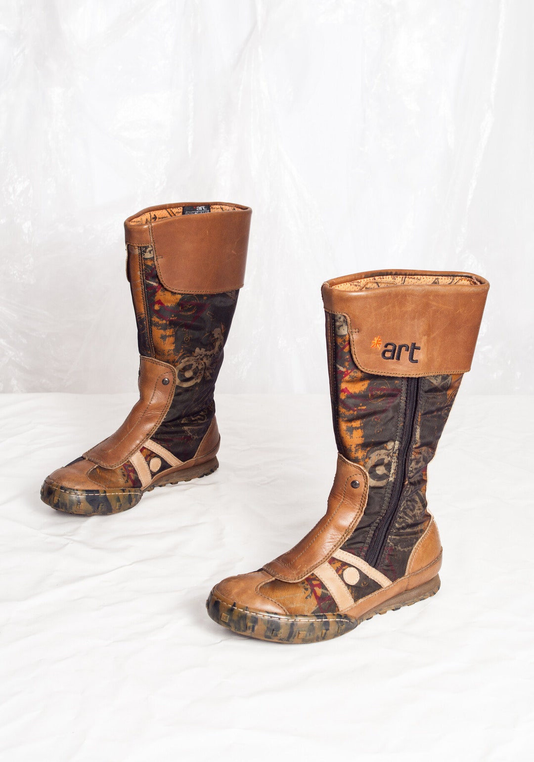 Vintage Y2K ART Company Boxing Boots in Brown Leather - 2000s