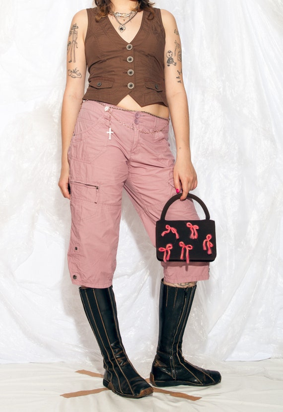 Vintage Y2K Cargo Shorts in Pink Fairycore Grunge 2000s
