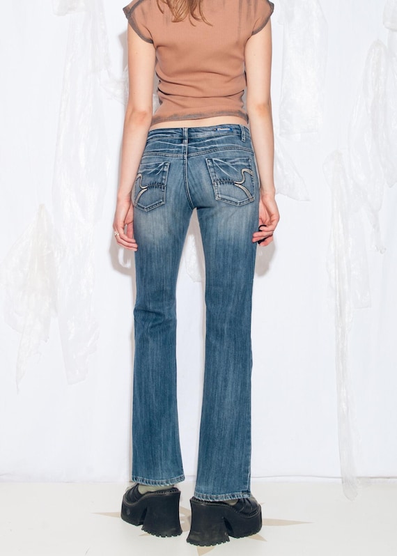 Vintage Y2K Flare Jeans in Blue Stonewashed - 2000s Low Rise
