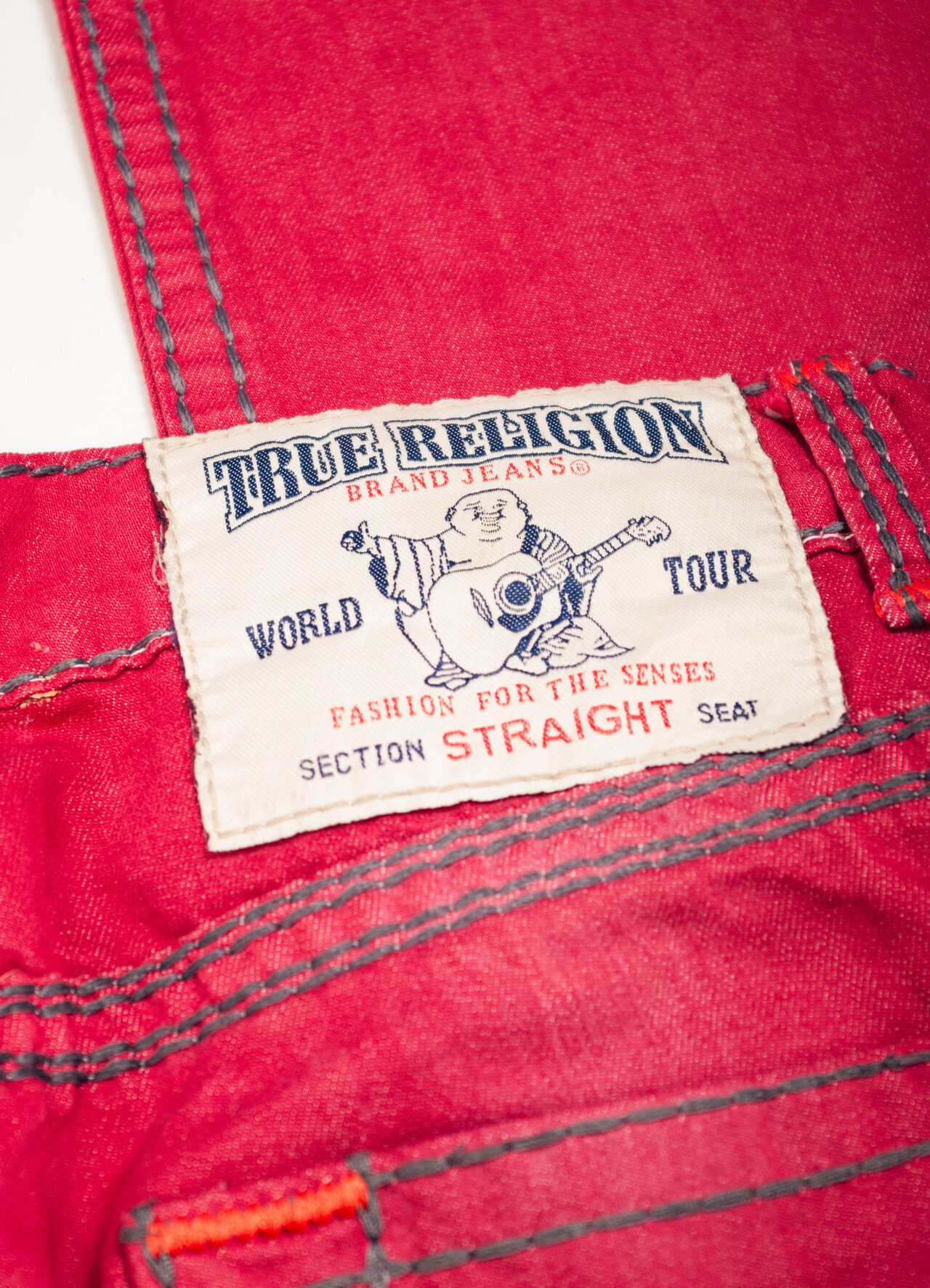 Vintage Y2K True Religion Jeans in Red Low-rise 2000s Straight Leg