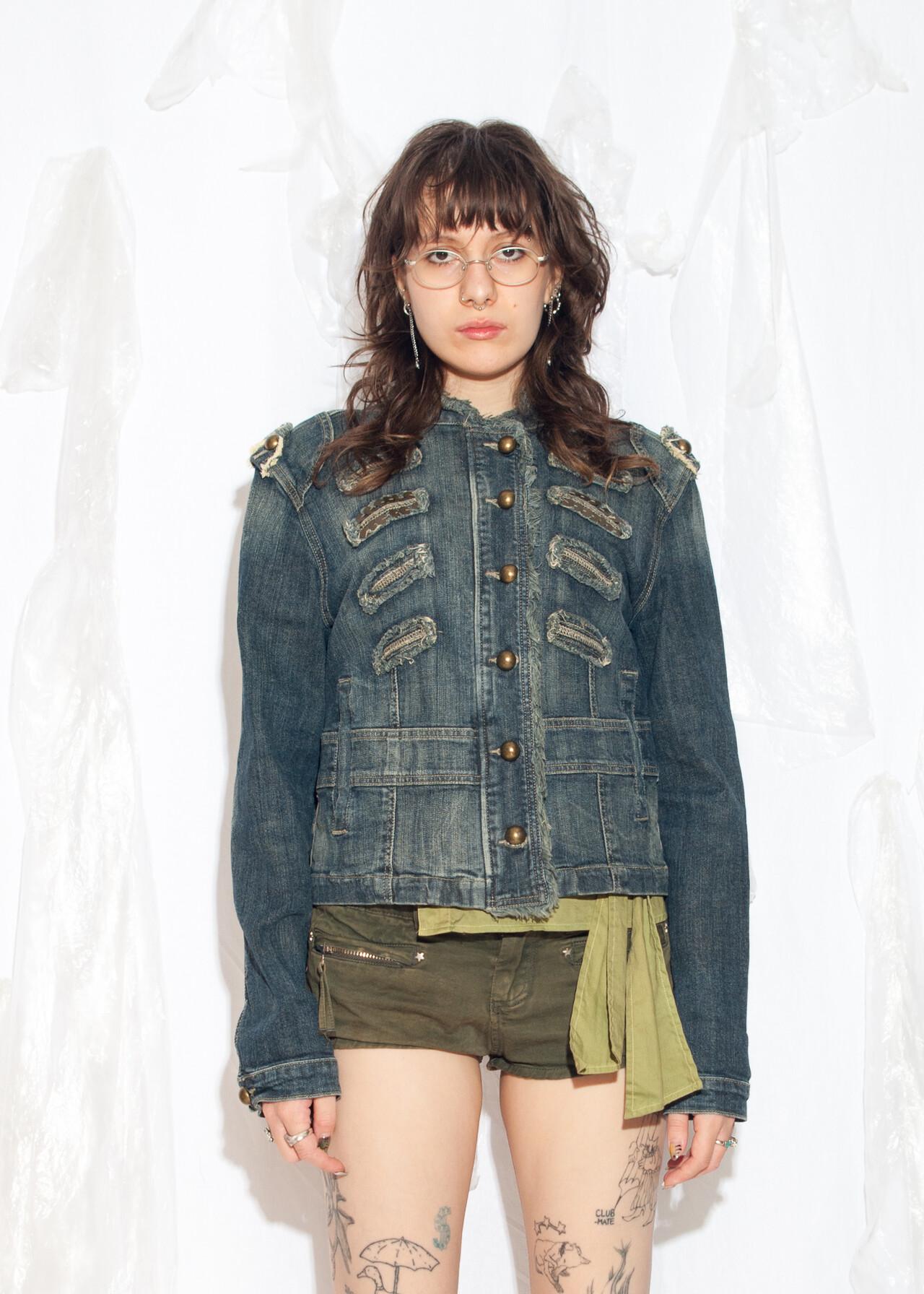 ジャケット・アウター y2k 00s denim Napoleon Jacket opium Vintage Y2K Fitted Denim Napoleon Jacket in Blue - 2000s Dromedar