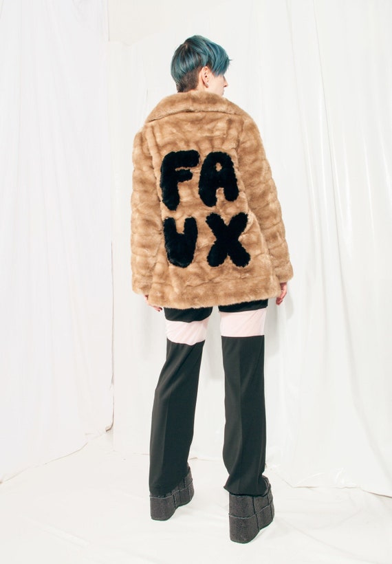 Vintage Faux Fur Coat 70s Reworked Fluffy Stateme… - image 1