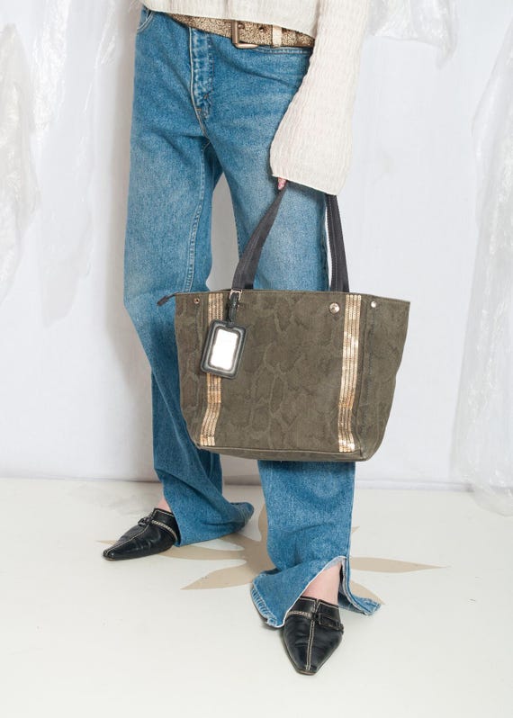 Vintage Y2K George Gina & Lucy Tote Bag in Snakeskin Grey - 2000s 