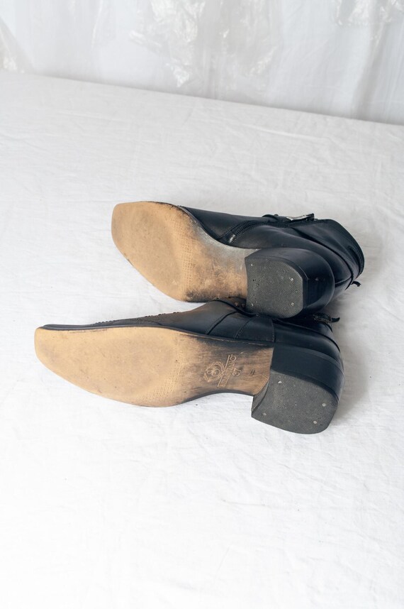 Vintage Y2K Studded Leather Cowboy Boots in Black - 2000s 