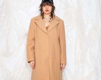 Vintage 1980s Wool Full Length Over Coat / Long Coat / Vintage
