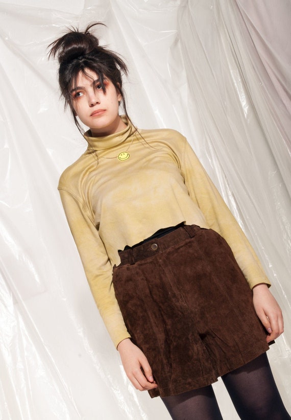 Vintage leather shorts 80s brown suede high-waiste