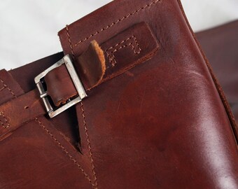 Vintage Y2K Slouchy Boots in Brown Leather - 2000s Chunky