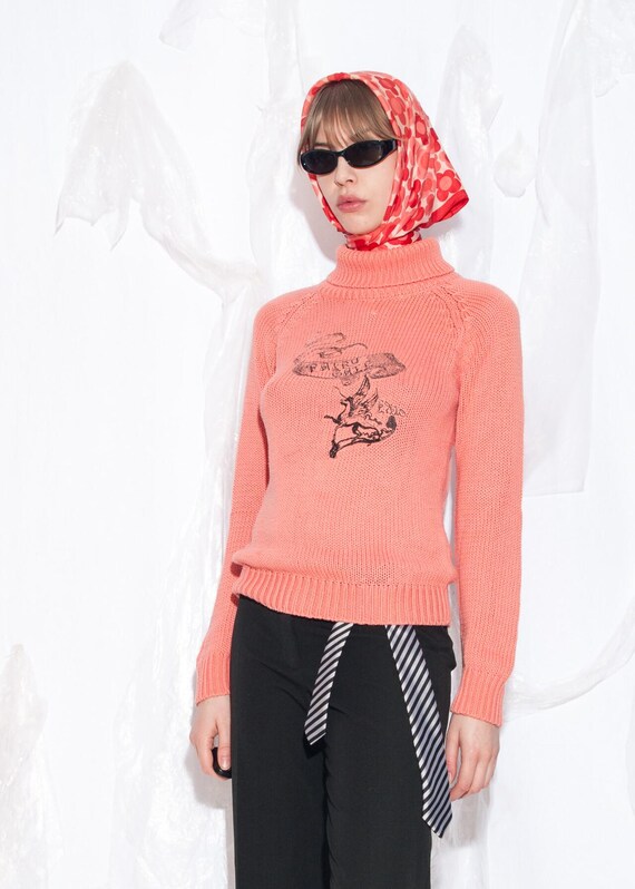 Vintage Y2K Fairytale Knit Jumper in Orange Pink - 2000s Fairycore