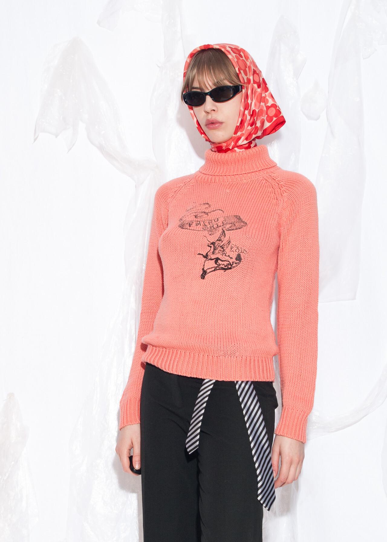 Vintage Y2K Fairytale Knit Jumper in Orange Pink - 2000s Fairycore