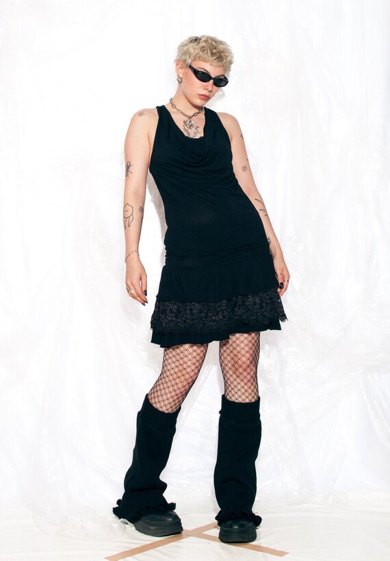 blue dress for baby girl 2000s Lanvin Black Woven Ribbon Tie Dress