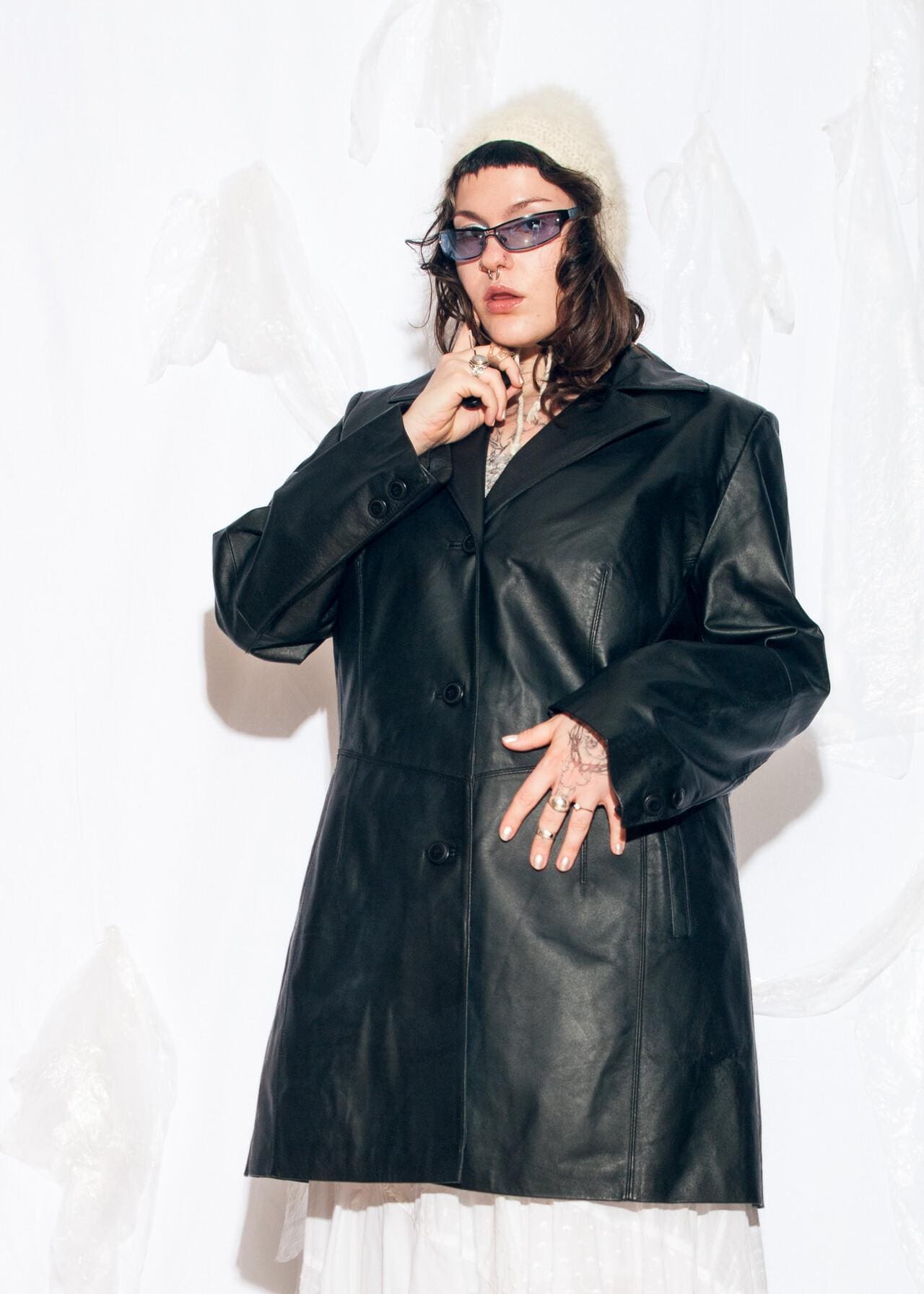 Vintage Y2K Leather Coat in Black by Laura Di Sarpi - 2000s Matrix