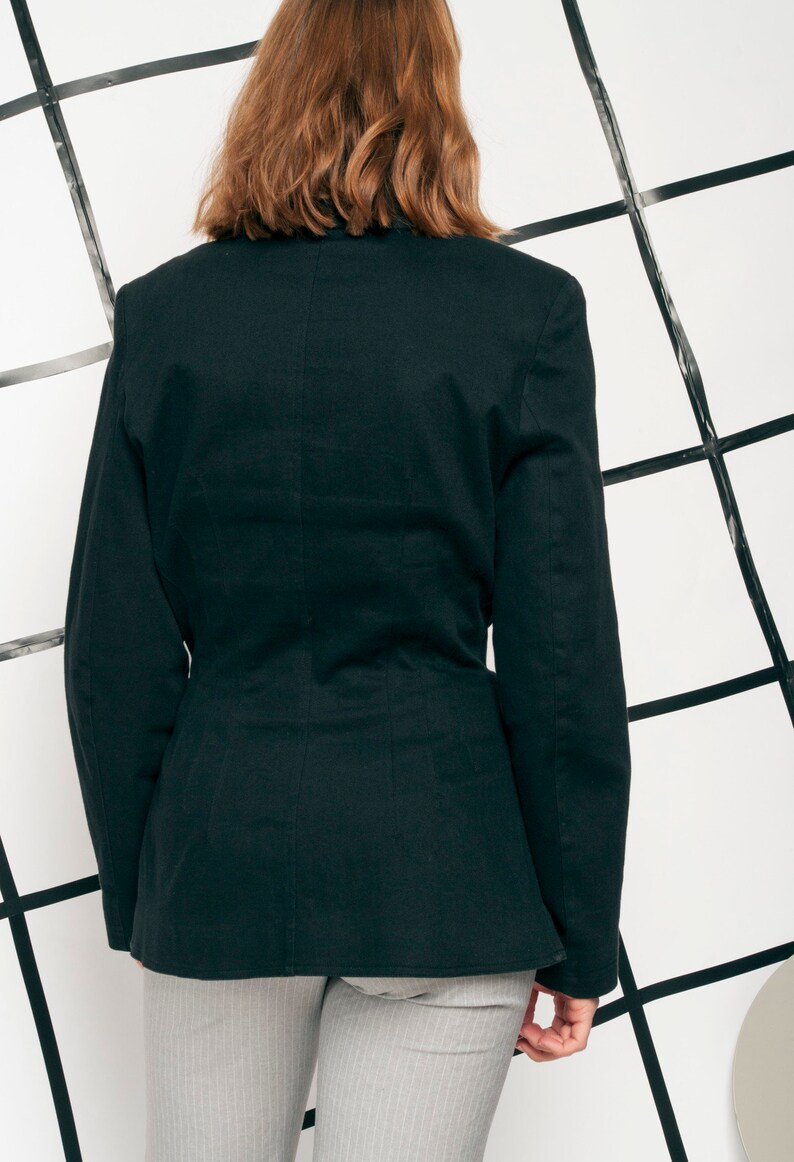 Zipper blazer 90s vintage black jacket 90/'s vntg grunge jacket Long blazer