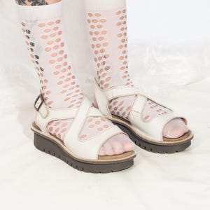 Vintage 90s London Fly Platform Sandals in White Leather 1990s Y2K Rare Designer Shoes 40