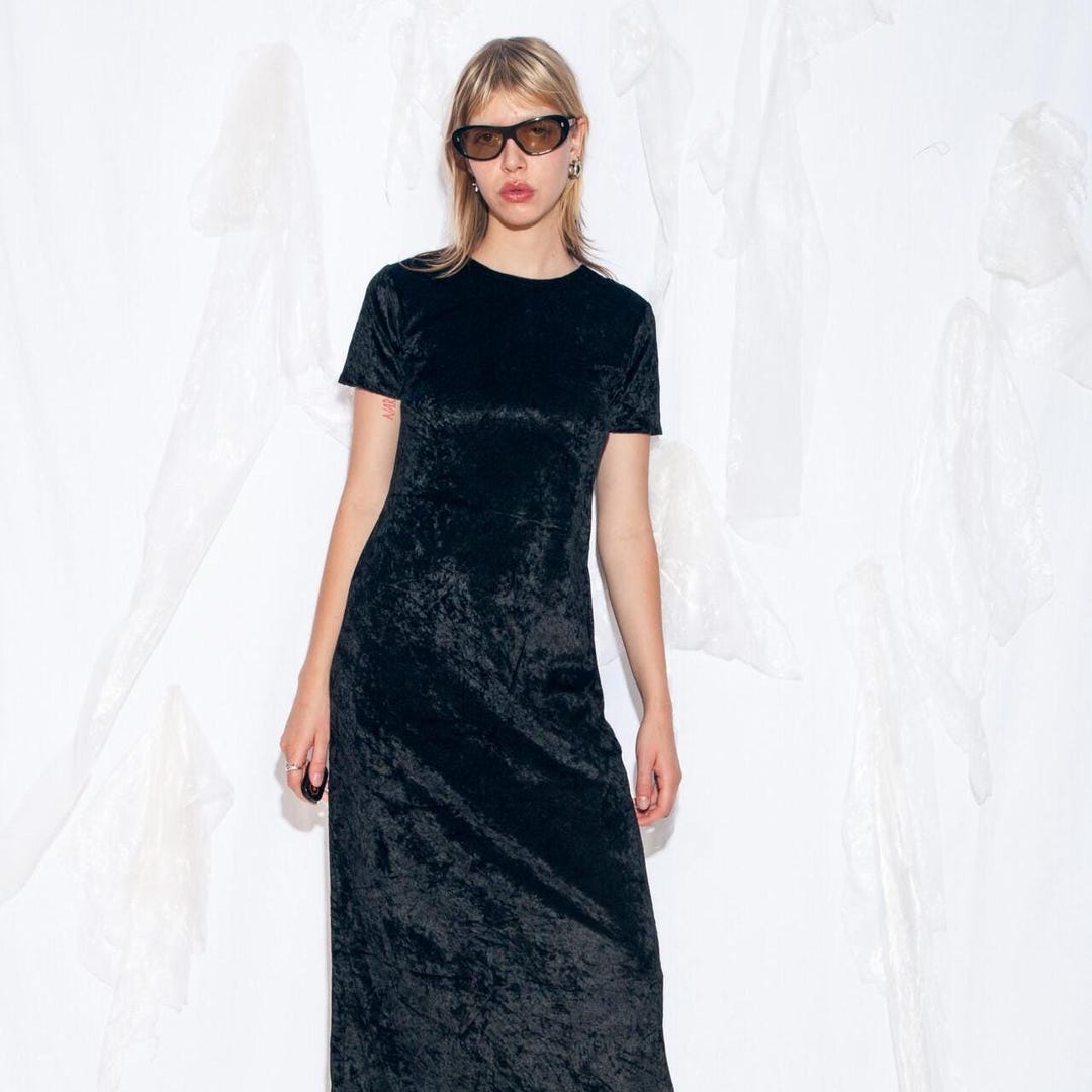 black lace dress for women V Neck Satin Long Prom Dress, Black Lace Long Evening Draped bodycon dress - GLO Variant Size:Extra Small (size 00/0)