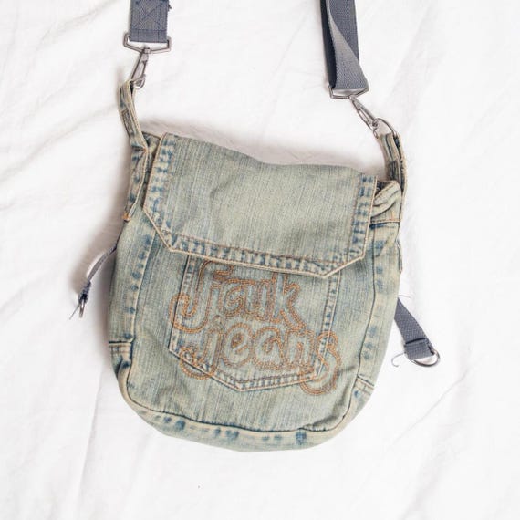 Upcycled FCUK Messenger Bag - Overdyed Vintage Denim Crossbody