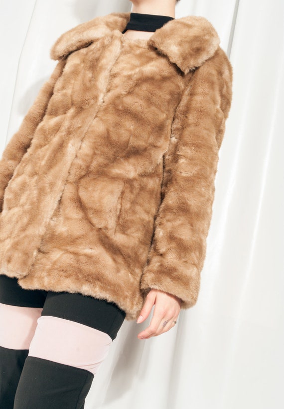 Vintage Faux Fur Coat 70s Reworked Fluffy Stateme… - image 4