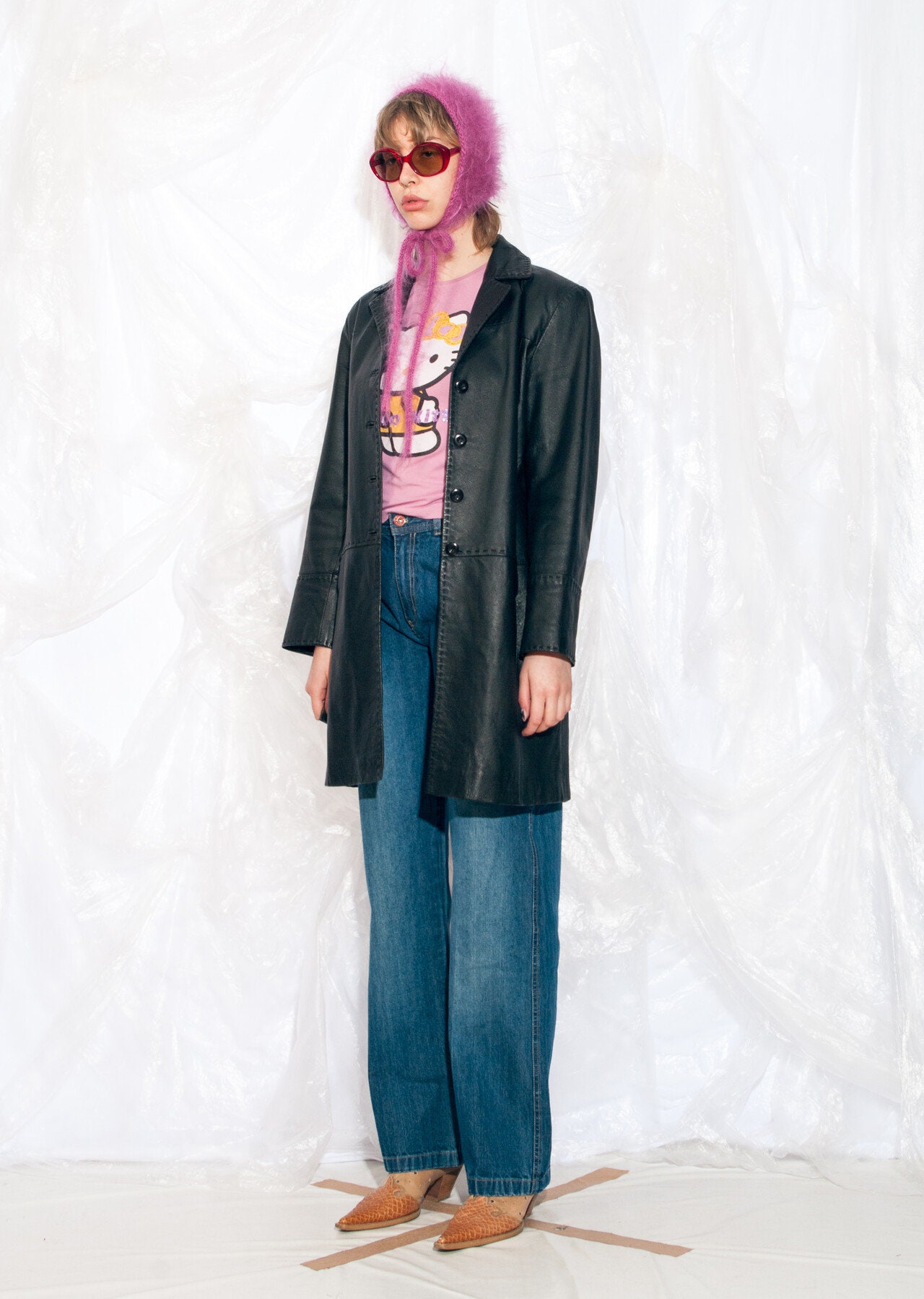 ジャケット・アウター Rare archive leather coat Y2K grunge Tyadorw Womens Leather Jacket Y2K Black Leather Faux Jacket