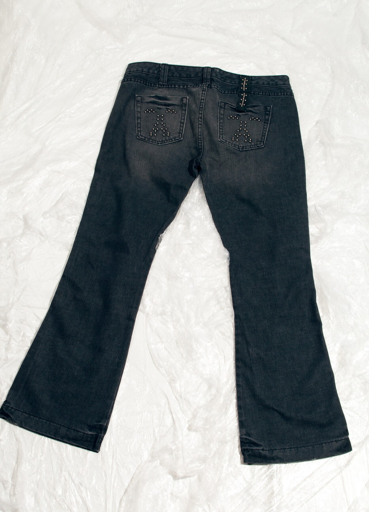 Vintage Y2K Studded Flared Bootcut Jeans in Grey 2000s Ltd Vintage Y2K Studded Flared Bootcut Jeans in Grey 2000s Ltd