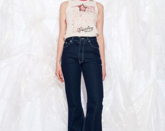 Vintage Y2K Flare Jeans in Blue Flame UFO Jeans 2000er Whimsigoth Bell Bottom Denim Hose High-Waist Extra Small
