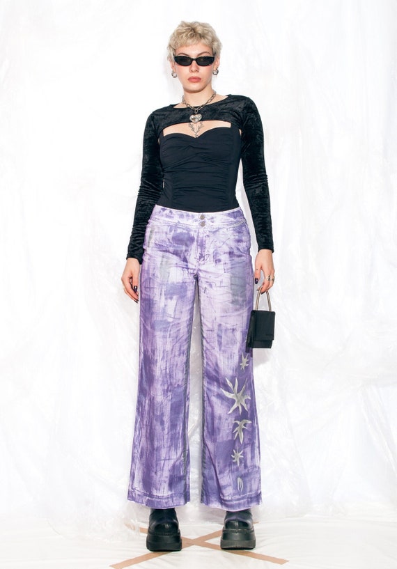 Reworked Vintage Y2K Flare Trousers in White Hand 