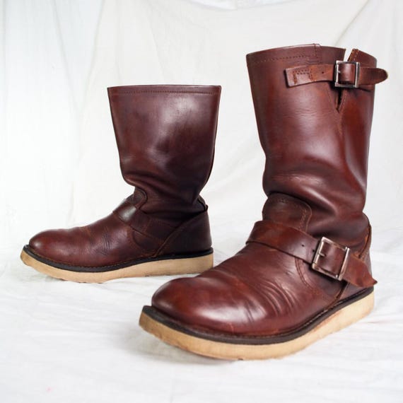 Vintage Y2K Slouchy Boots in Brown Leather - 2000s Chunky