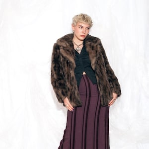 Vintage 70s Winter Teddy Coat in Brown Faux Fur 1970s Retro Fairycore Grunge Penny Lane Jacket Small