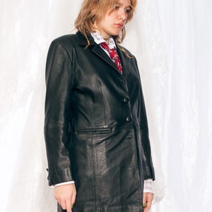 Veste en cuir vintage des années 90 - Manteau de style matriciel grunge Y2K en noir - Taille L image 5