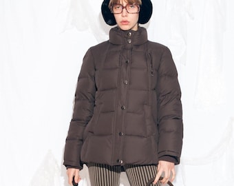 Vintage Y2K brauner Daunen-Steppmantel – Warme Winterjacke aus den 2000er Jahren – Größe M