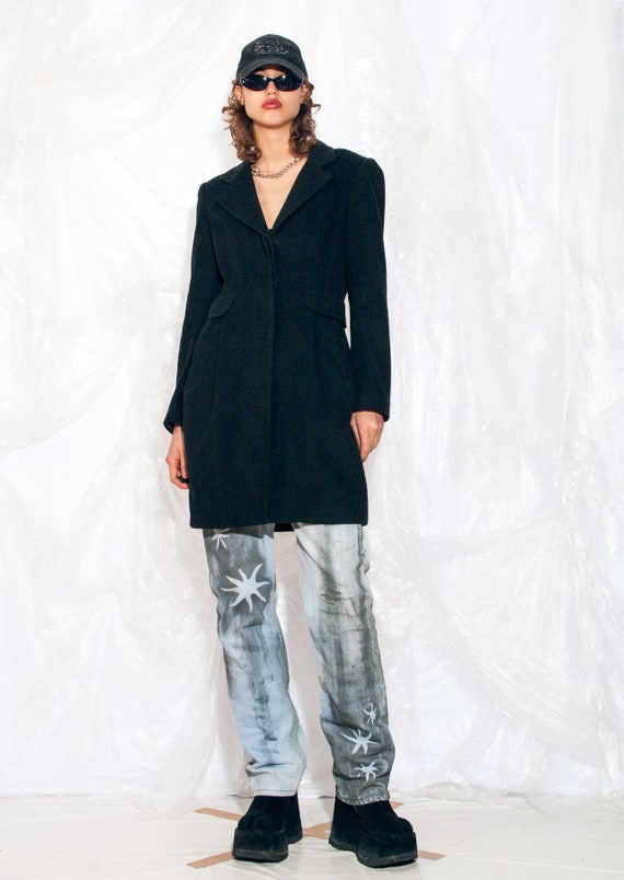 Vintage 90s Tiffi Winter Coat in Grey Wool 1990s Minimalist