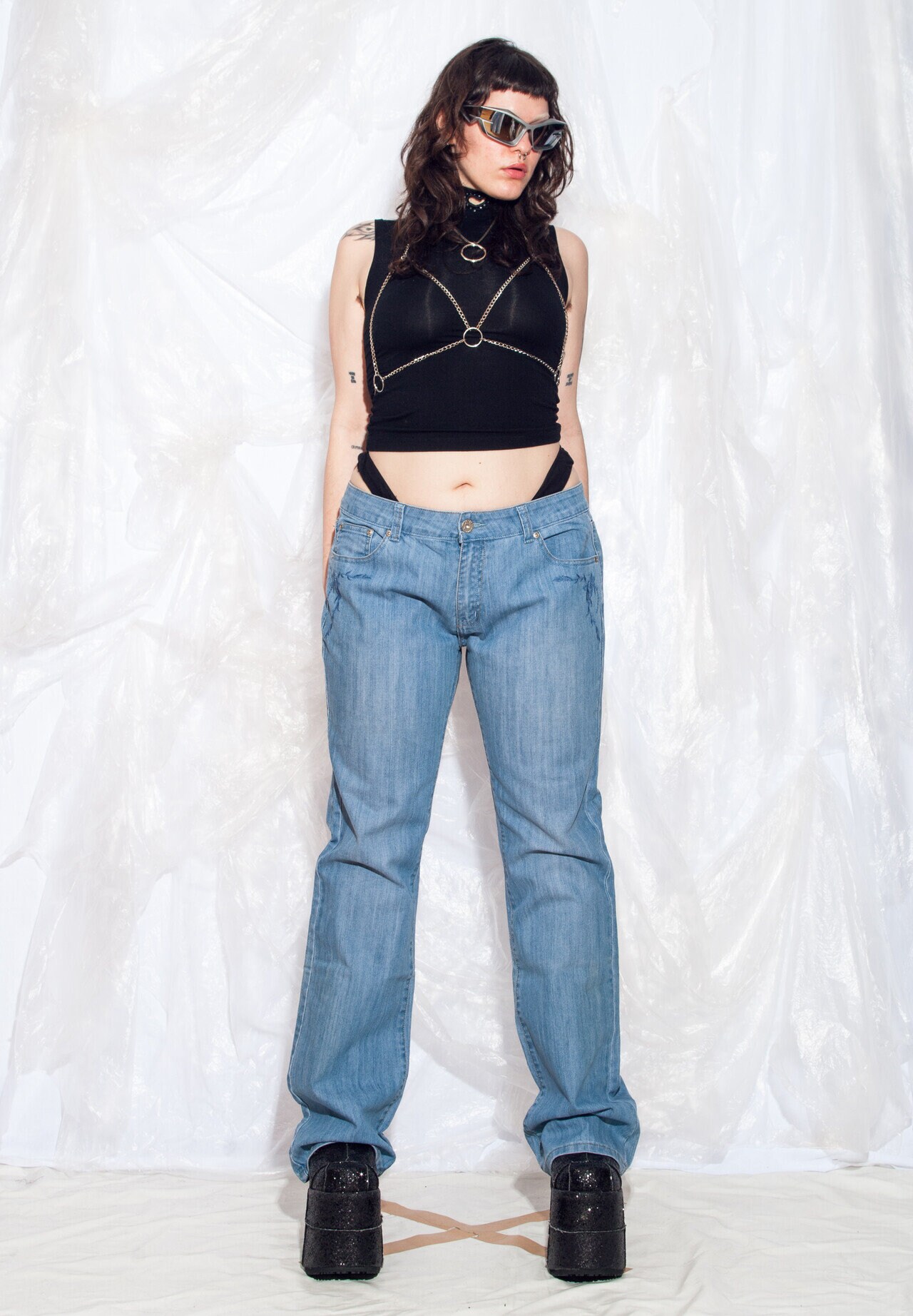 パンツ 2000's flower embroidery flare jeans y2k Vintage Y2K Deadstock Flare Jeans W Flower Embroidery 2000s