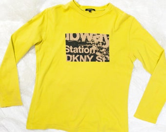 ヴィンテージ Y2K DKNY 長袖Tシャツ（ネオングリーン） 2000年代 ダナ 