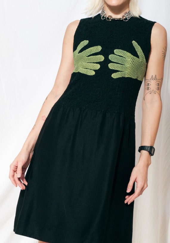 Vintage 60s mod reworked glove dress in black 60's