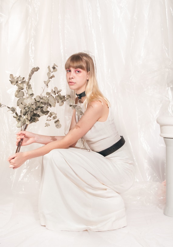 Vintage dress 90s long white wedding evening maxi