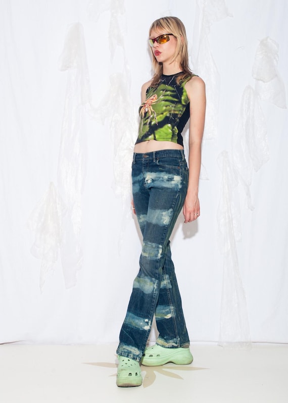 grunge Lee fade flare denim pants y2k L.G.B NO. Wolf 1818 Flared
