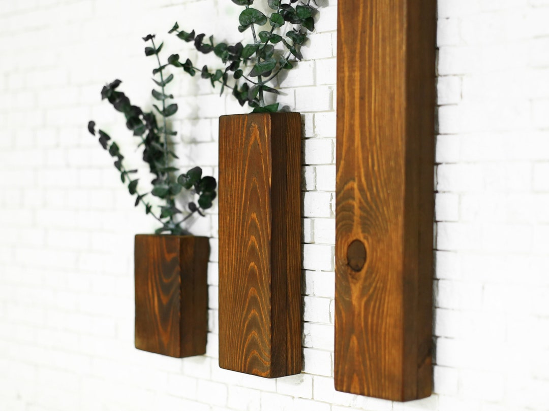 Wooden Wall Vase Wall Hanging for Dried Flowers Wood Wall Etsy