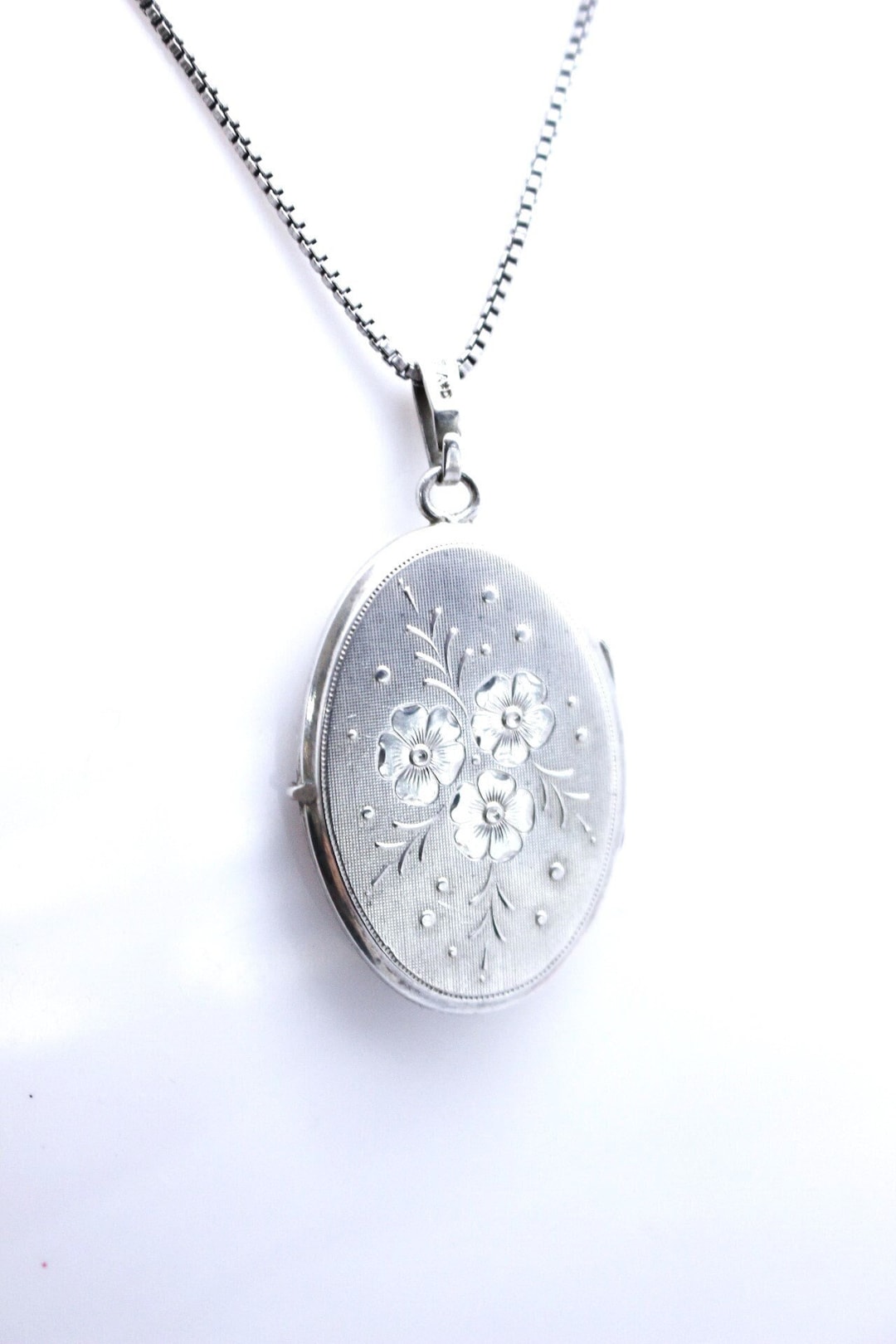 Vintage Silver Locket and Chain Etsy