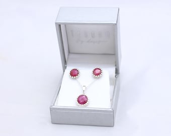 Vintage, natural Ruby crystals and silver earrings and pendant.