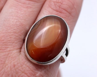 Vintage Scottish Carnelian and silver ring, Edinburgh 1992