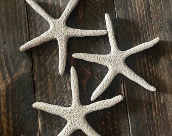 Decoración de estrellas de mar de madera tallada: decoración costera para el hogar, juego de 3