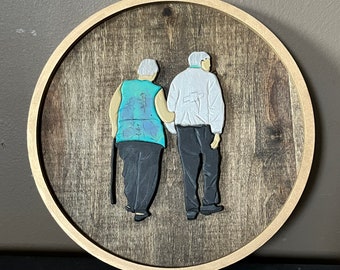 Retrato de madera personalizado: silueta familiar 3D sin rostro, arte de pared personalizado