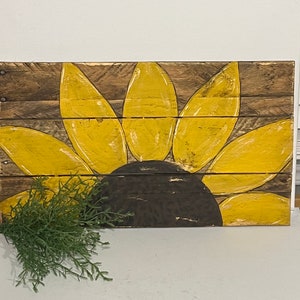 sunflower, wallflower, sunflower decor, sunflower shelf sitter,  wood sunflower, sunflower painting, painted sunflower