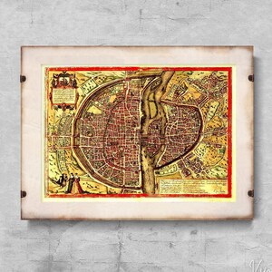 Old Map Paris Retro Poster, Modern Print, Country Map, Old Map Art #771