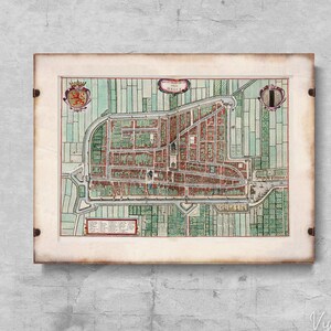 Ancienne carte de Delft, Pays-Bas, affiche rétro, tentures murales esthétiques, cartes historiques, décoration champêtre #759