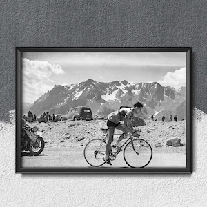 Póster retro de fotografía del Tour de Francia de Frederico Bahomontes, arte de pared retro, impresiones de ciclismo, arte de ciclismo n.° 158